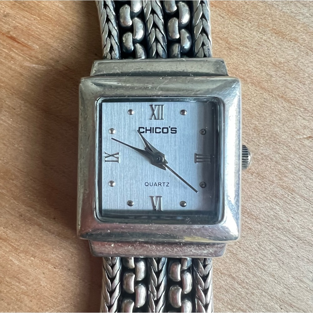 Chico’s ladies silver tone multi-strand bracelet watch NEW BATTERY